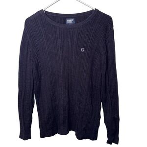 Chase Lands' End Women Dark Blue Cable Knit Pullover (L)